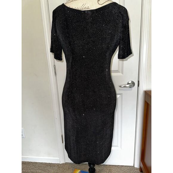 Vintage Novel-Tee Women’s Sz M/L Black Sparkle Sheer T Shirt Dress Short 90s NYE - Picture 5 of 7